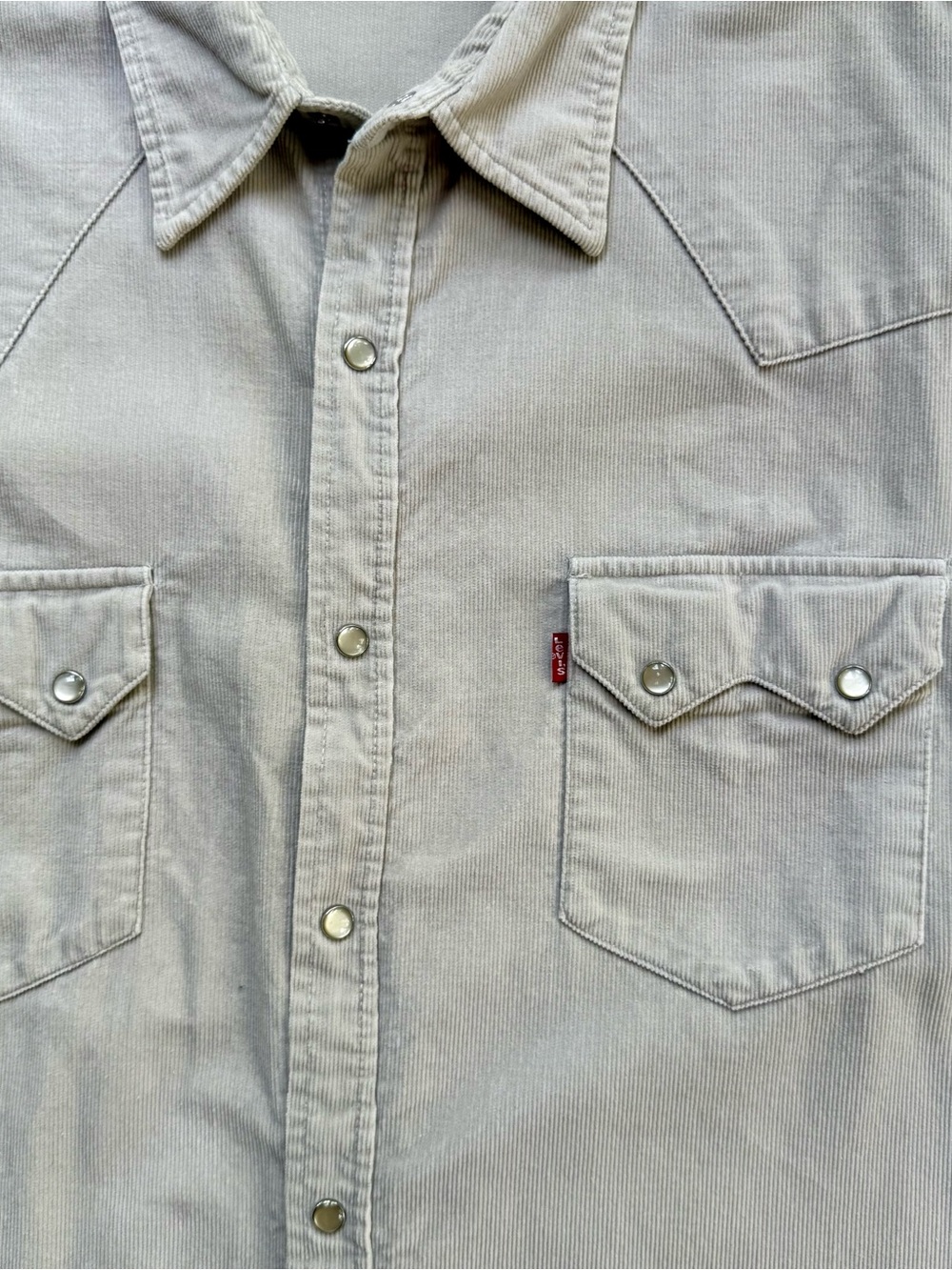 Levi’s Red Tab Beige Corduroy Western Snap Shirt XL - Picture 5 of 9